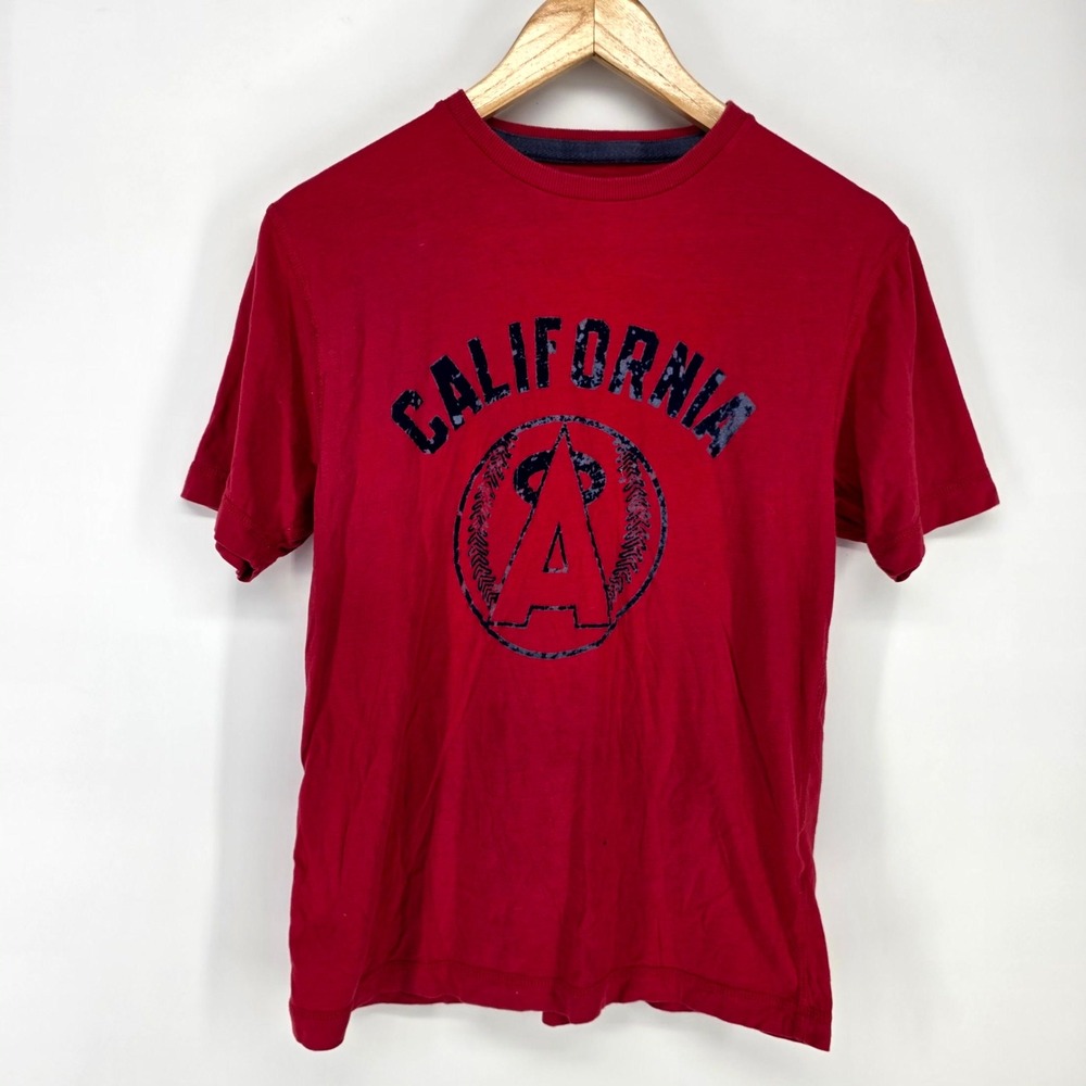 Wright & Ditson T Shirt Mens Small Red California Angels Baseball Graphic Tee